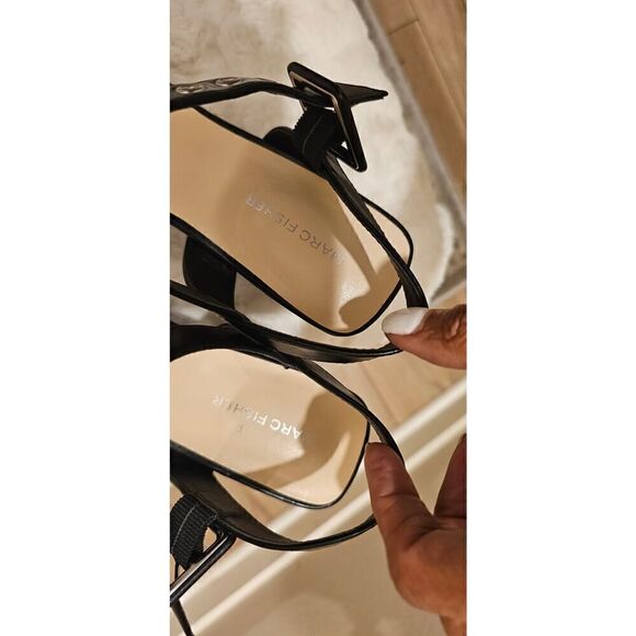 Marc Fisher Lukey Black Leather Wedge Heels Size 8.5 - Picture 8 of 9